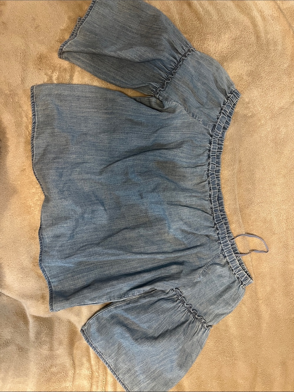 Madewell Light Blue Off-Shoulder Chambray Top